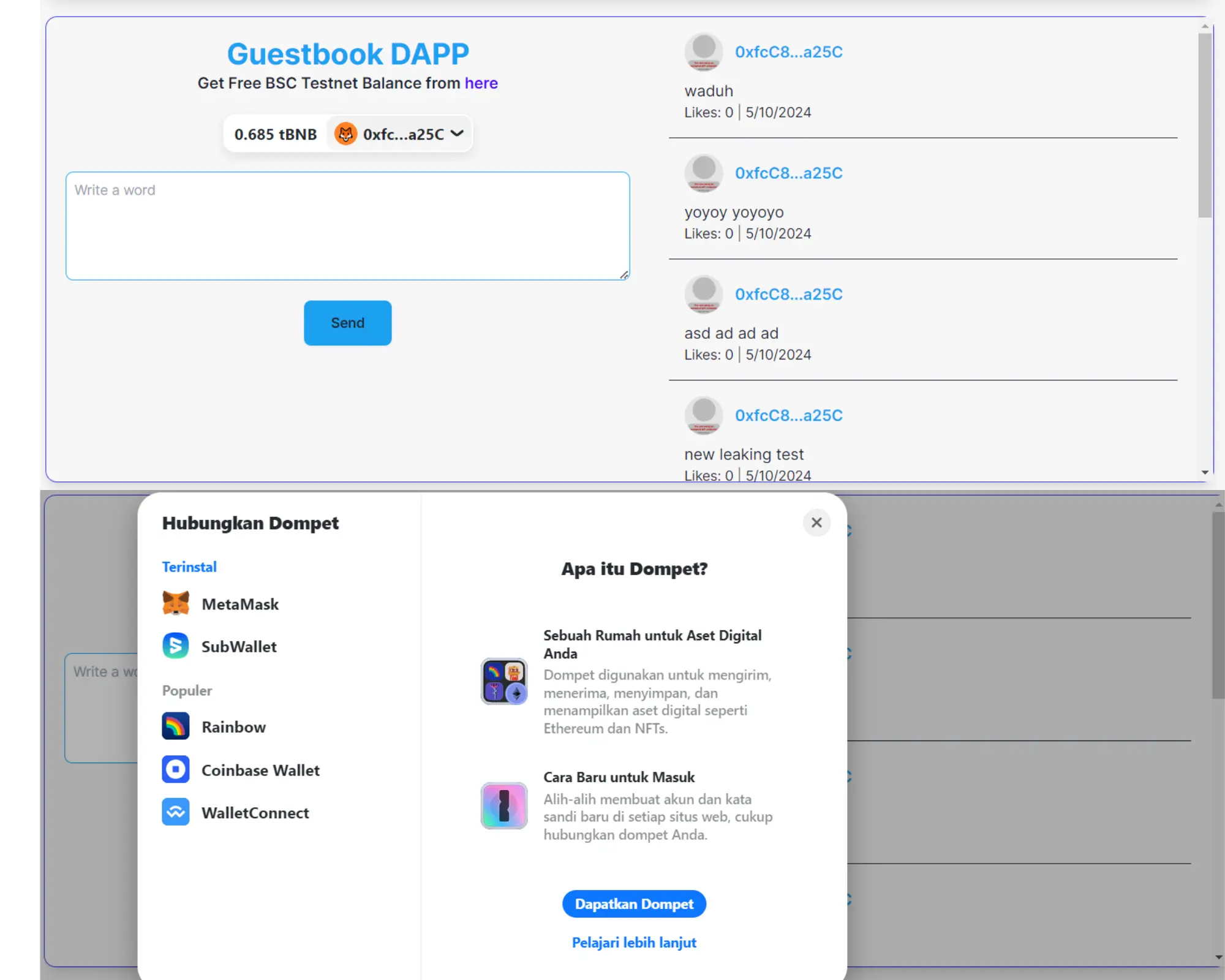 Guestbook DApp